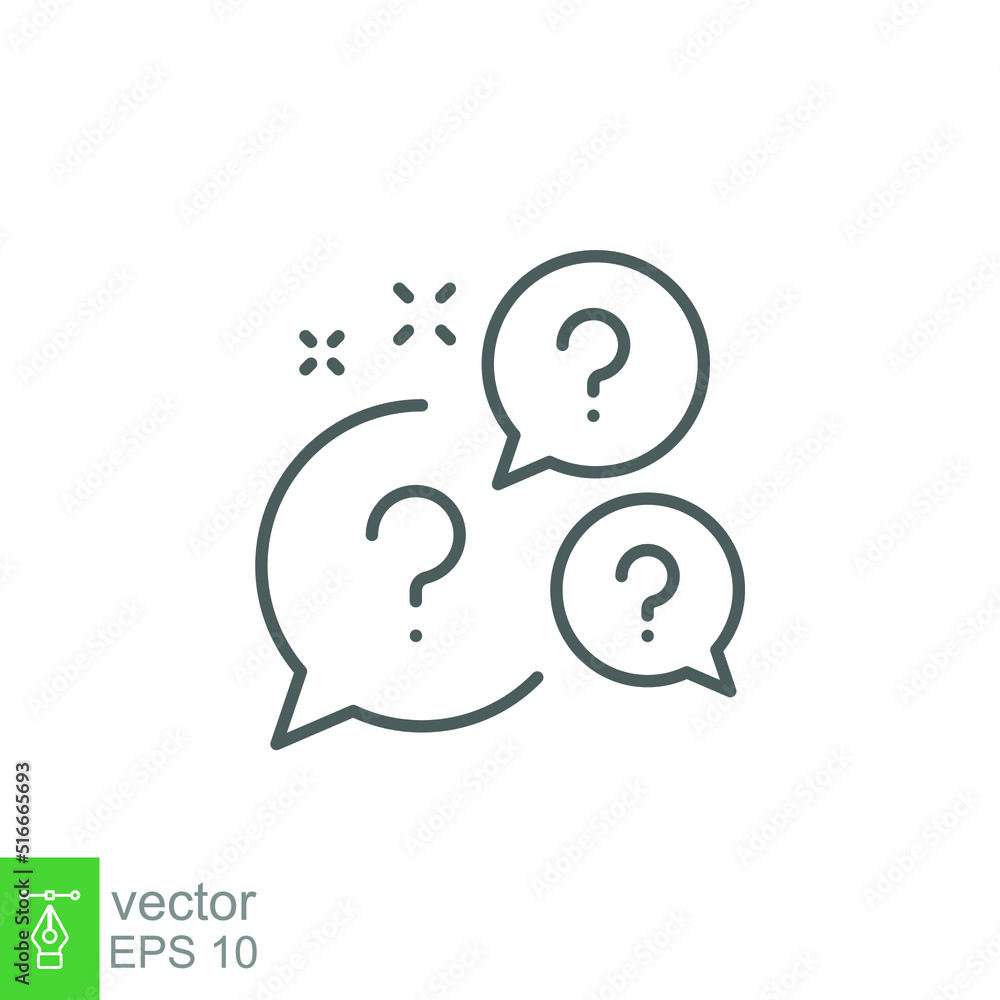 Question bubbles line icon. Ask help sign. Faq questionnaire symbol. Quality design element. Line style question bubbles icon. Vector EPS 10 Question bubbles line icon. Ask help sign. Faq questionnaire symbol. Quality design element. Line style question bubbles icon. Vector EPS 10