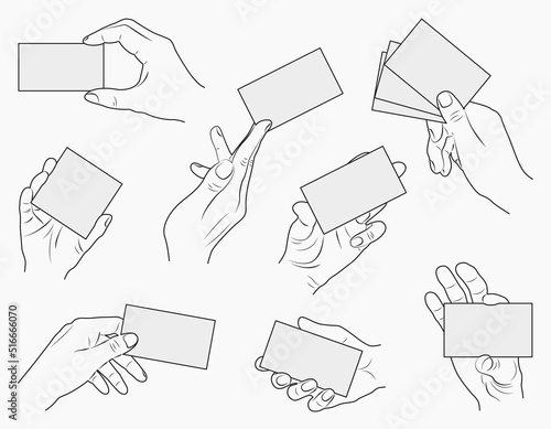 Collection with hands holding various paper notes.