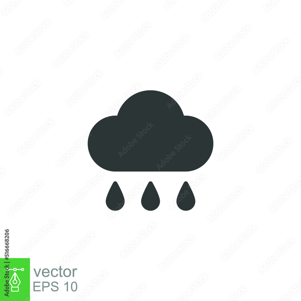 Rain cloud icon. Simple flat style. Drop water, cloudy symbol, raindrop, fall, spring, color, measure, nature, weather concept for web design. Vector illustration isolated on white background EPS 10 Rain cloud icon. Simple flat style. Drop water, cloudy symbol, raindrop, fall, spring, color, measure, nature, weather concept for web design. Vector illustration isolated on white background EPS 10