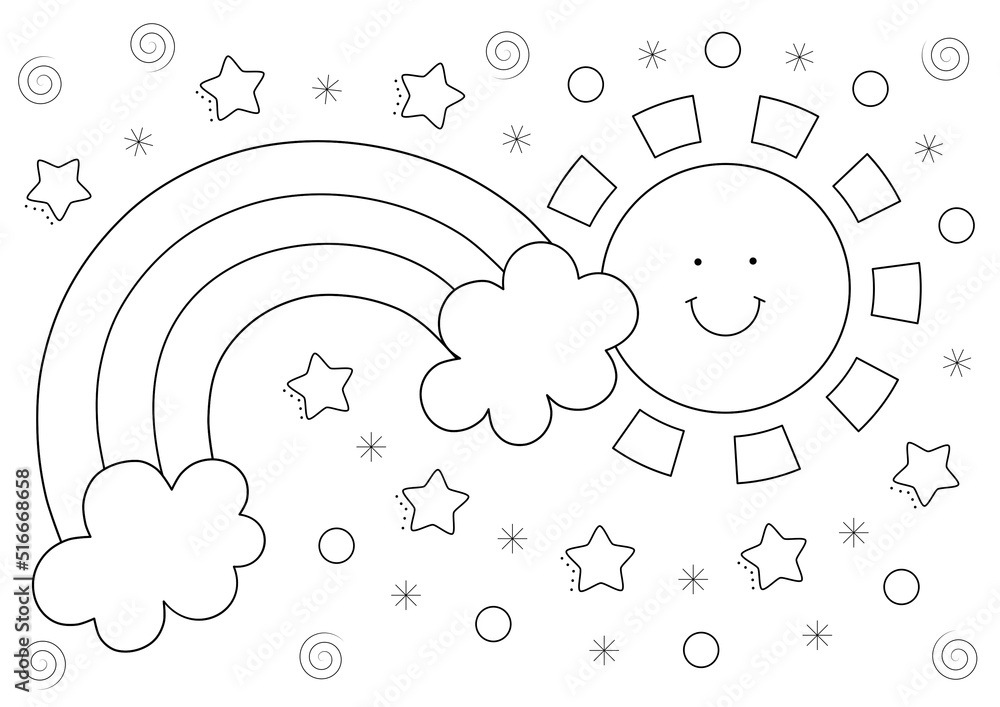 Rainbow And Sun Coloring Page Coloring Pages