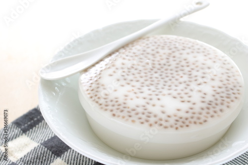 Homemade tapioca and coconut milk jelly for Asian dessert image