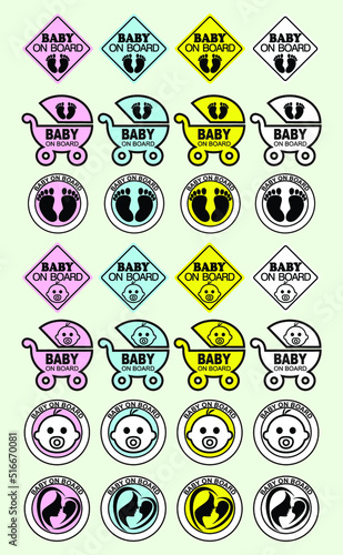 Baby of board car sticker design.