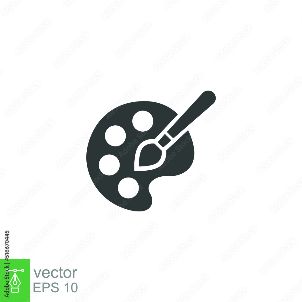 Painter palette and paint brush icon. Simple solid style. Paint artist, easel, art, watercolor, flat, black, drawing, creativity concept. Vector illustration isolated on white background. EPS 10 Painter palette and paint brush icon. Simple solid style. Paint artist, easel, art, watercolor, flat, black, drawing, creativity concept. Vector illustration isolated on white background. EPS 10