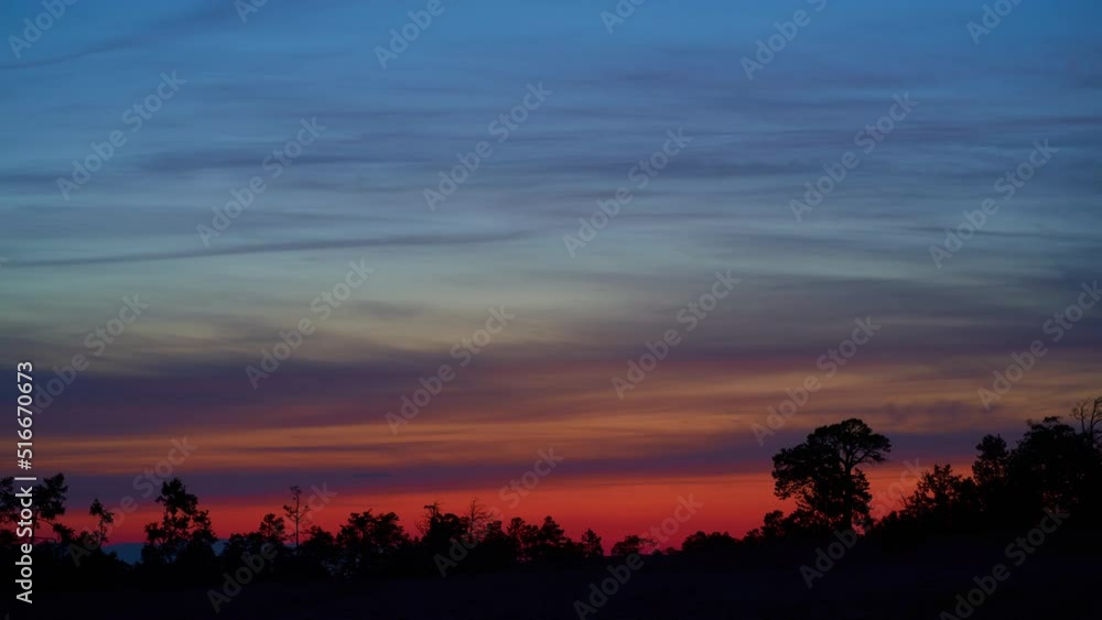 celestial horizon timelapse of the morning sky against a background of coniferous forest celestial horizon timelapse of the morning sky against a background of coniferous forest