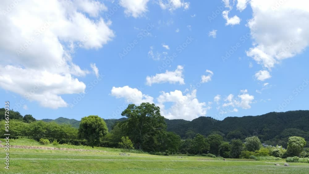 Asia, rural village in midsummer, crisp and beautiful scenery surrounded by blue sky and forest Asia, rural village in midsummer, crisp and beautiful scenery surrounded by blue sky and forest