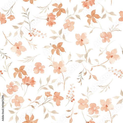 Watercolor wild flower seamless pattern