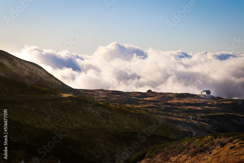 Japanese house clouds in mountain