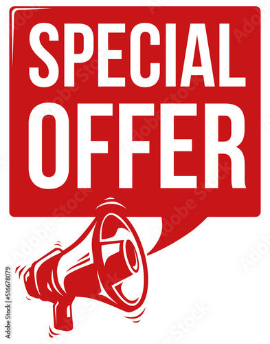 Special offer - monochrome advertising sign with megaphone