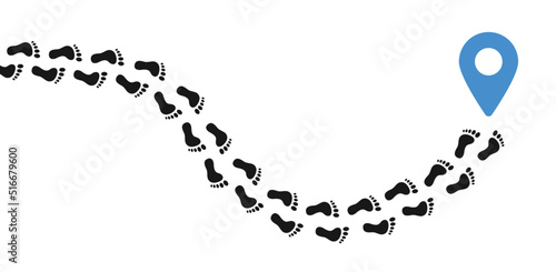 Footprint icon vector banner. Human footprints tracking path in black design.