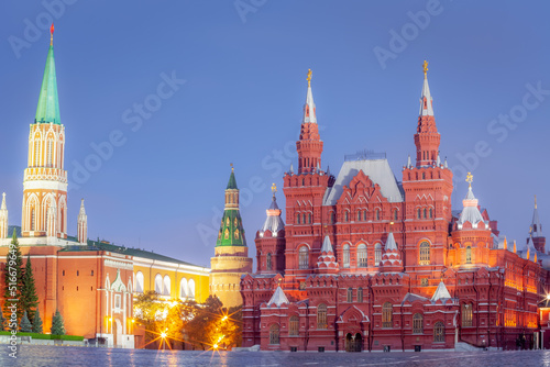 Illuminated Red Square at evening, Moscow, Russia