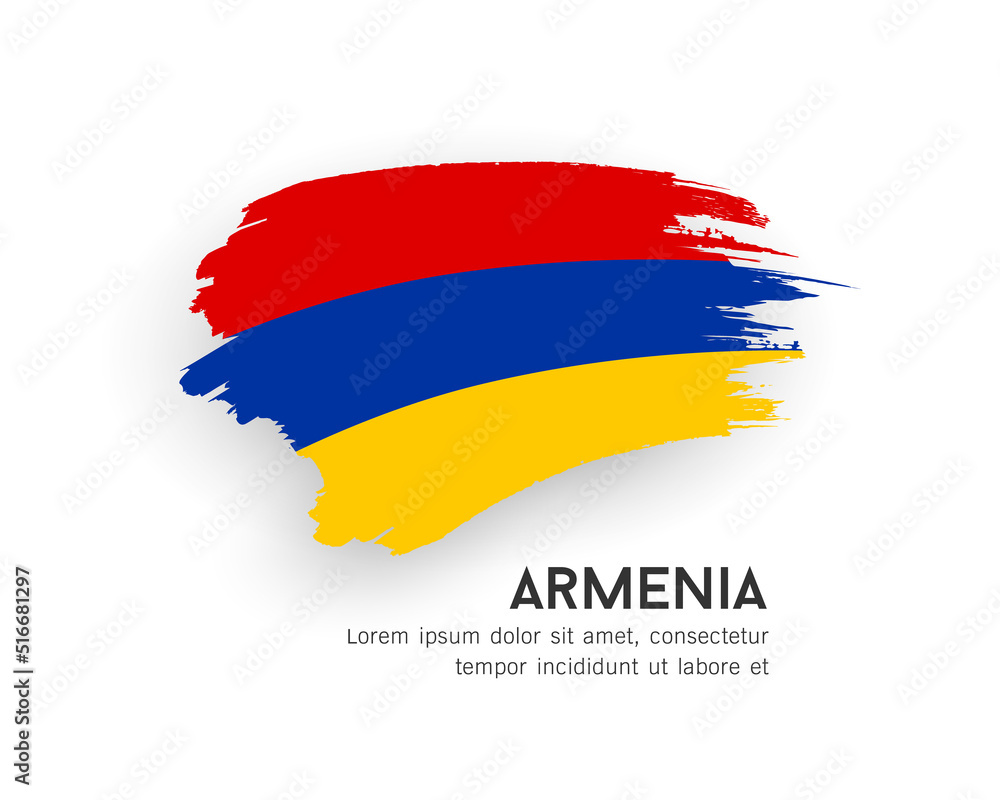 Flag of Armenia, brush stroke design isolated on white background, EPS10 vector illustration