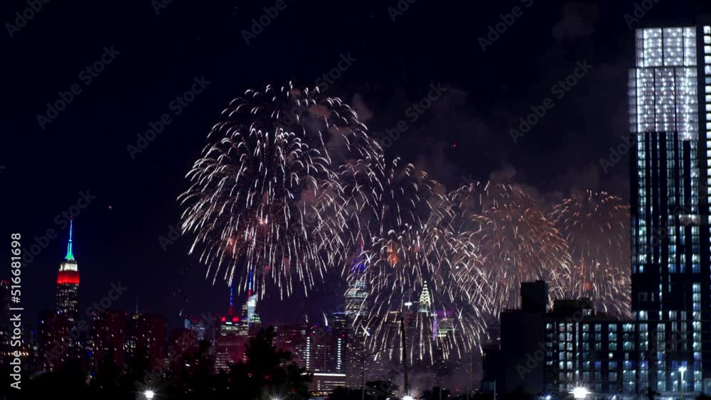 custom made wallpaper toronto digitalMagnificent fireworks over New York at Independence day, 4th of July. View Manhattan view from Queens borough, Empire State building is on the left