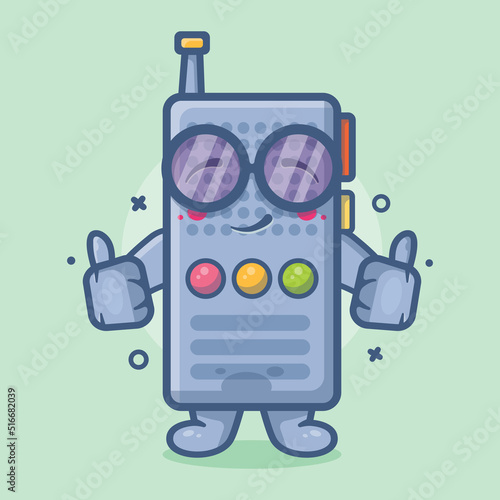 smart walkie talkie character mascot with thumb up hand gesture isolated cartoon in flat style design