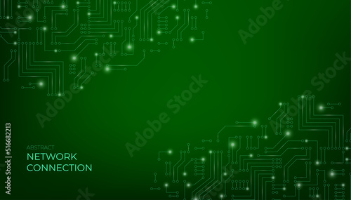 Green background with High-tech technology texture circuit board texture. Electronic motherboard vector.