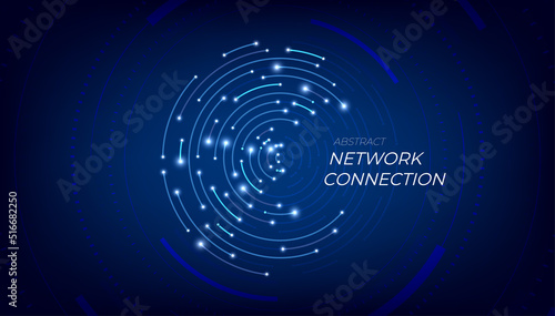 Abstract network connection. Futuristic connection circle background.