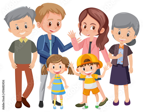 Happy family cartoon character