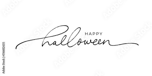 Happy halloween vector lettering. Holiday lettering for banner, modern line calligraphy with swashes. Happy Halloween poster, greeting card, party invitation. Hand drawn simple monoline text