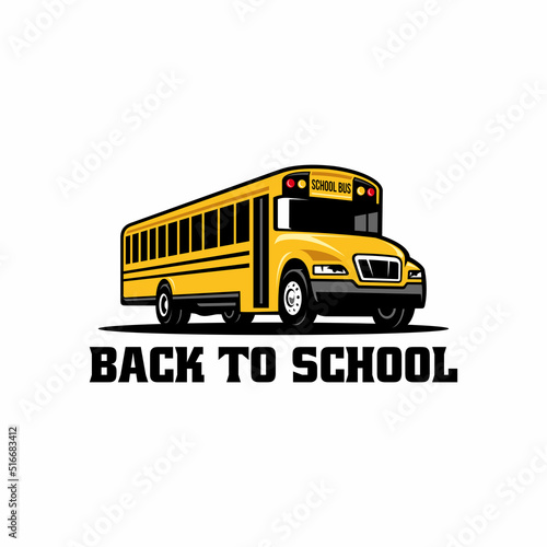 school bus, back to school illustration logo vector
