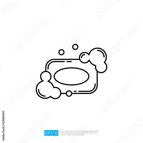 soap bar and bubble line icon