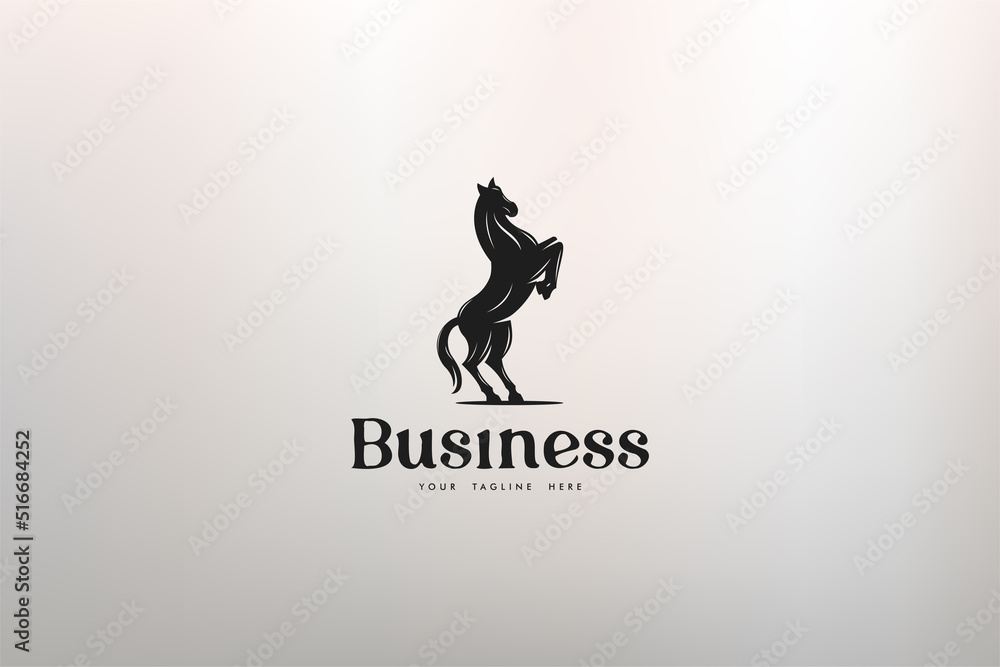 Classic horse logo with horse illustration standing defiantly