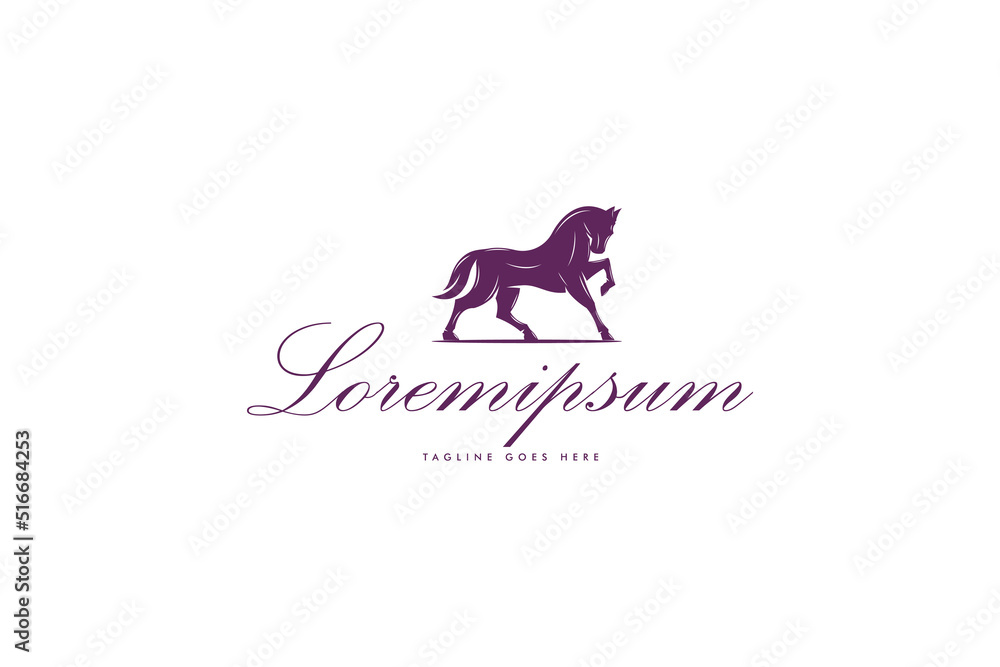 Classic horse logo with fancy script