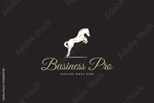 Classic horse logo with fancy script font
