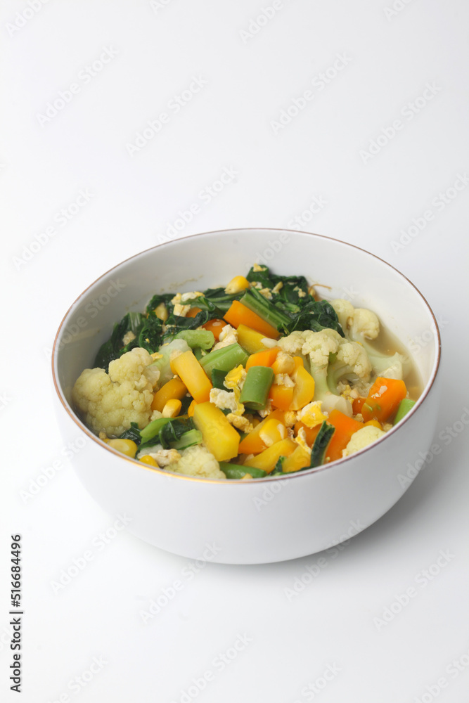 Capcai or capcay is the name of a typical Chinese dish in the form of many kinds of vegetables Capcai or capcay is the name of a typical Chinese dish in the form of many kinds of vegetables