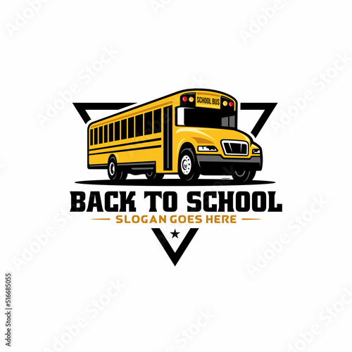 school bus, back to school illustration logo vector