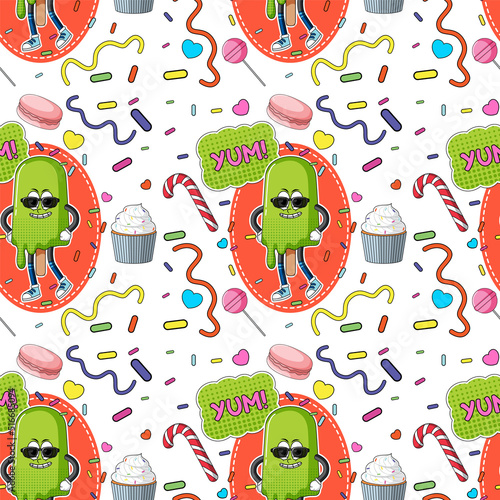 Sweet ice cream seamless pattern