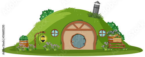 Hobbit house isolated on white background