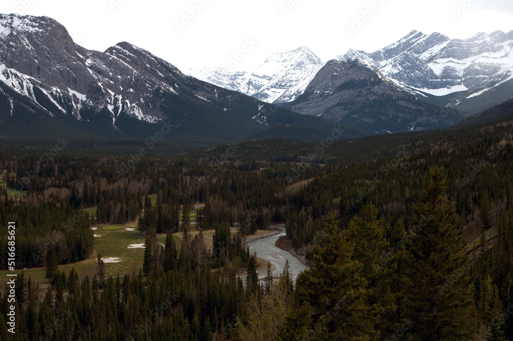 Kananaskis Country and golf course are pictured from the hiking trail near the village.