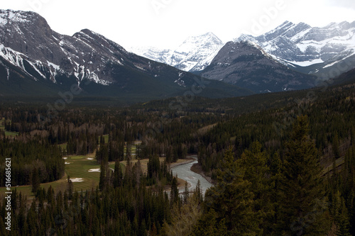 Kananaskis Country and golf course are pictured from the hiking trail near the village. © hihatimages