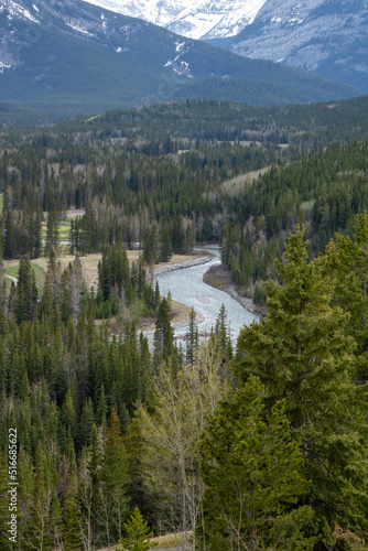 Kananaskis Country and golf course pictured from the hiking trail near the village.