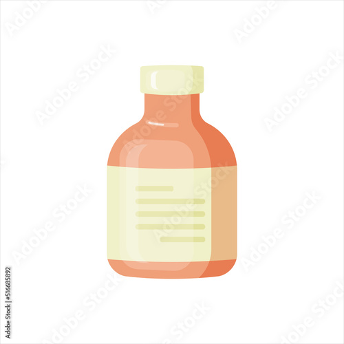 Medical bottle with label. Flat vector illustration.
