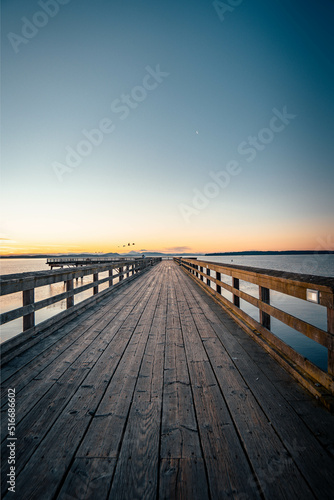 pier at sunset located in Sidney, Vancouver Island, British Columbia, Canada near Victoria, Swartz Bay, Tofino