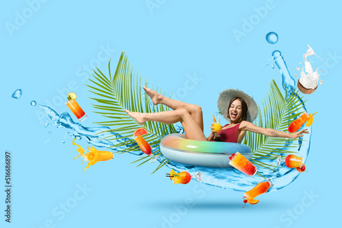 Summer collage with happy y...