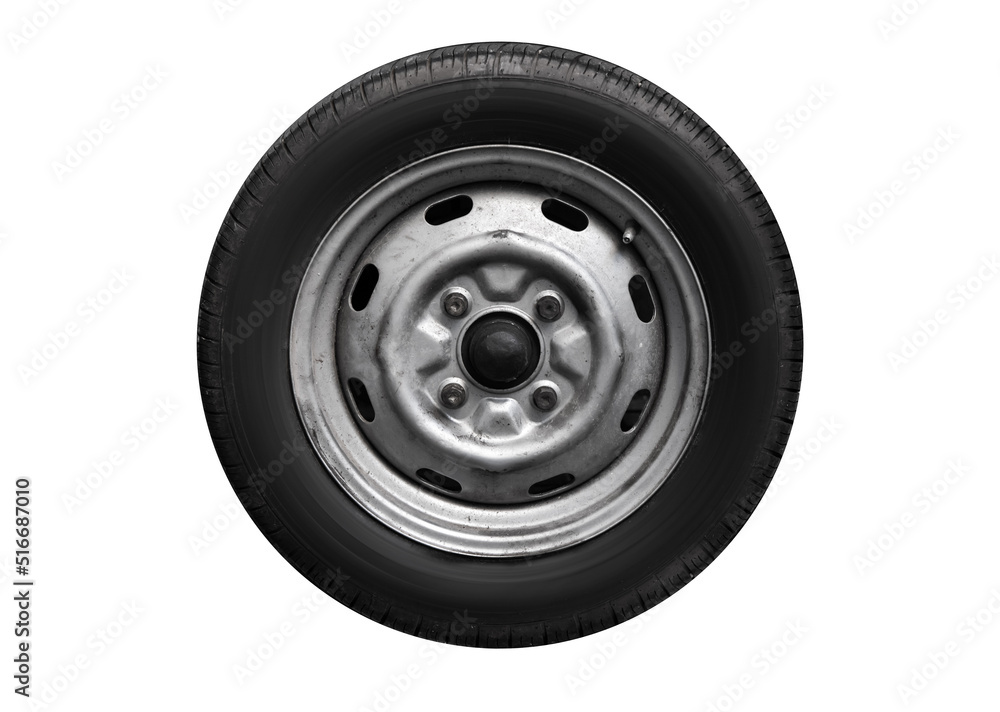 Standard car wheel isolated on white Standard car wheel isolated on white
