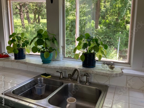 modern kitchen interior with a window