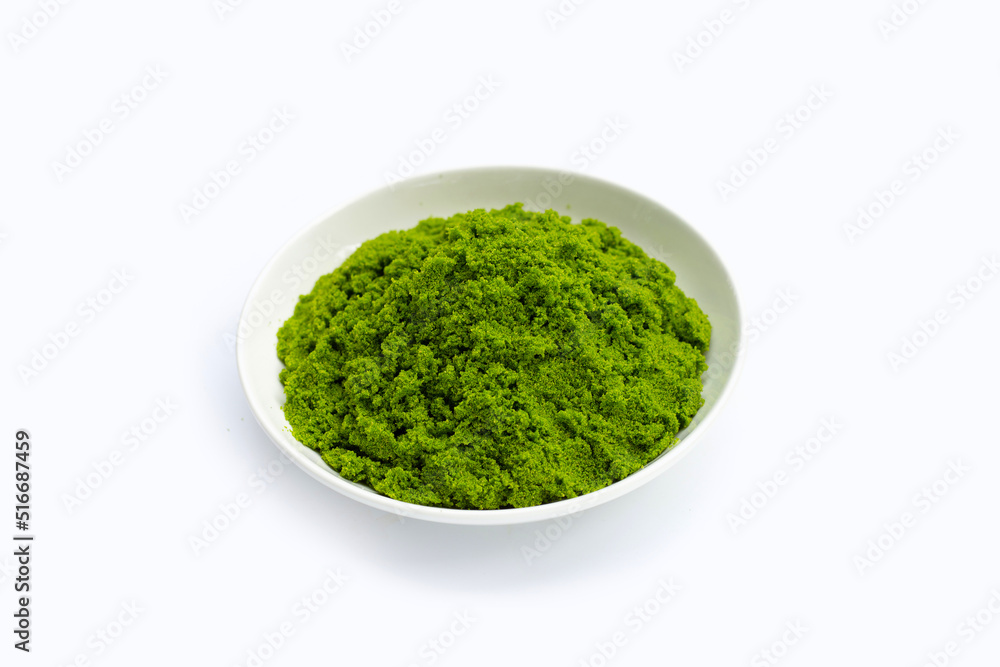 Wolffia globosa or Water Meal on white background. Wolffia globosa or Water Meal on white background.