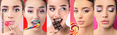 Set of beautiful young woma...