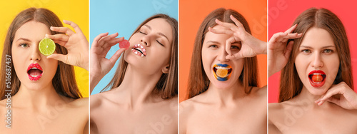 Set of beautiful young woma...