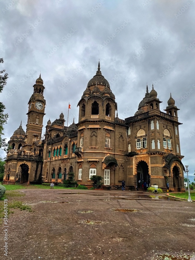 Fototapeta premium New Palace or Shahu Palace, Kolhapur city. Heritage structure built in black polished stone