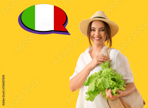 Pretty young woman with eco...