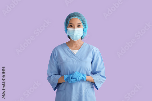 Asian nurse in medical mask...