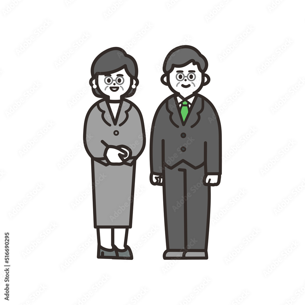 スーツを着た年配男女の全身アイコン green スーツを着た年配男女の全身アイコン green