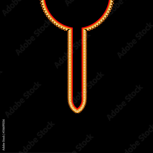 Traditional geometric ethnic embroidered neckline pattern