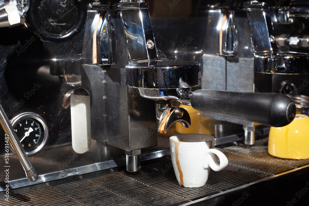 Espresso in a cup, which has been made with a coffee machine. Espresso in a cup, which has been made with a coffee machine.