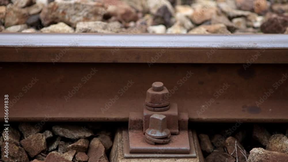 Railroad components in closeup - pov 2 Railroad components in closeup - pov 2
