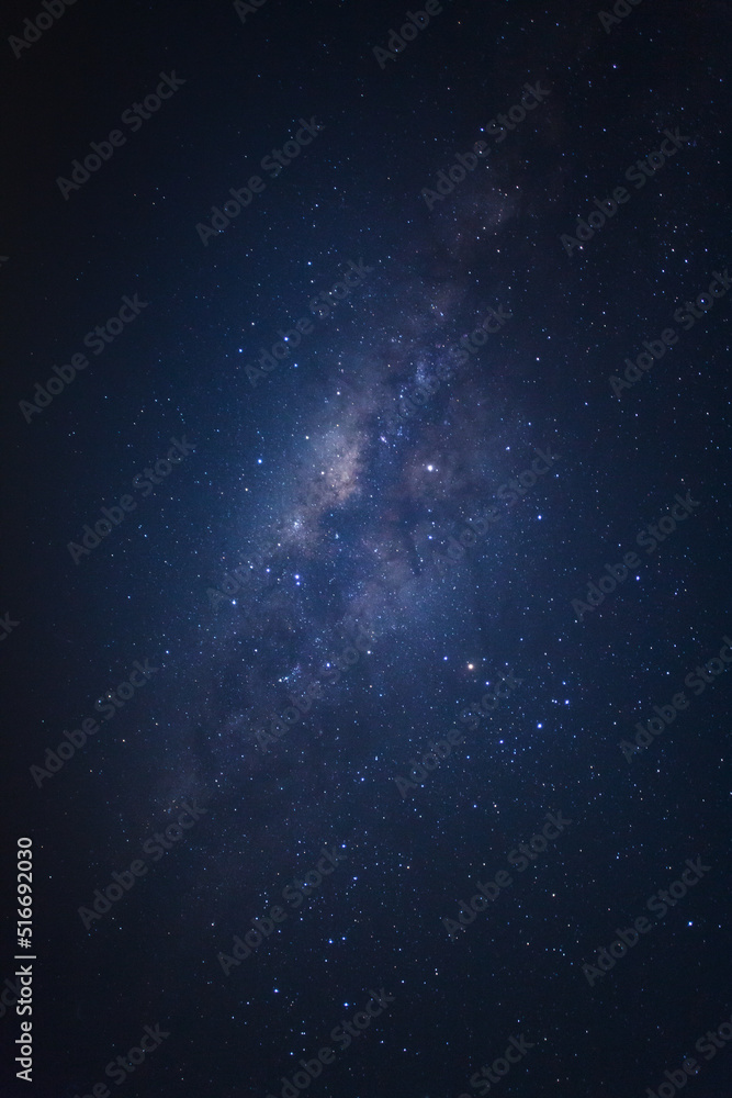 milky way galaxy and space dust in the universe, Long exposure photograph, with grain.