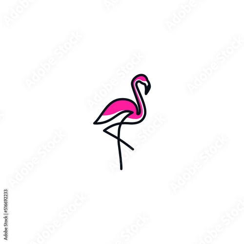 Flamingo logo icon line abstract vector